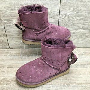 Ugg Australia Stargirl Bow Mini Bailey Winter Boots Port Purple Suede Size 6 M